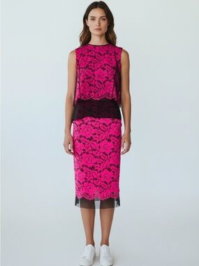 Sandro 2 Piece Blouse and Skrt Capsule Soir, Fuschia